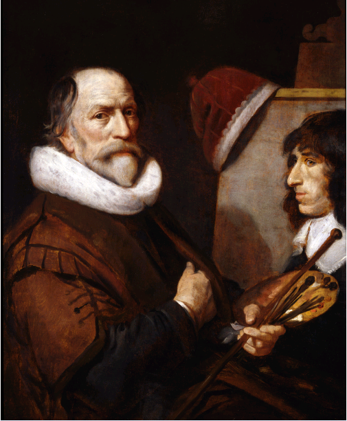 Zelfportret Michiel van Mierevelt terwijl hij zijn kleinzoon schildert Michiel van Mierevelt