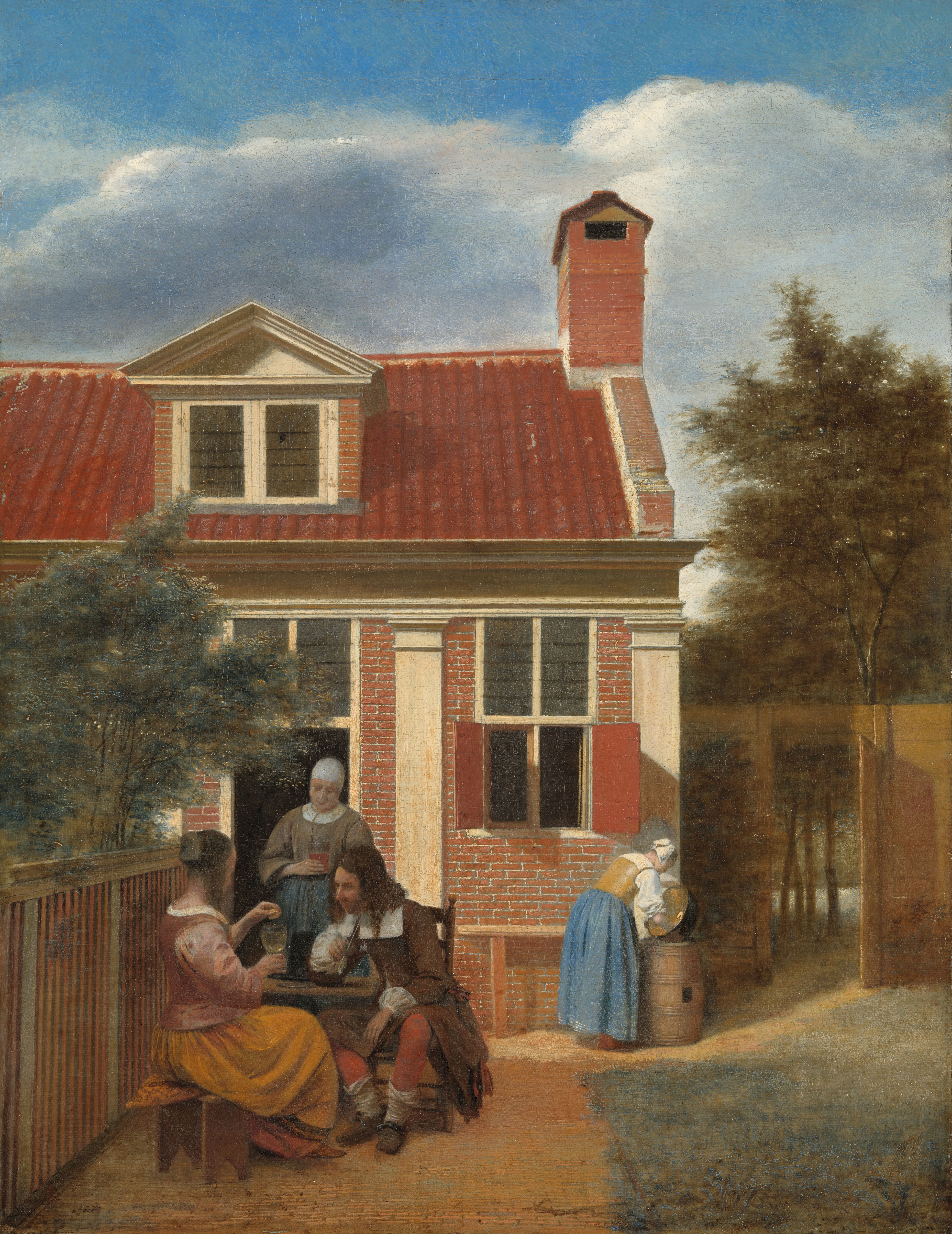 Pieter de Hooch Three women and a man in a yard behind a house circa 1663 1665. Rijksmuseum Amsterdam JUIST